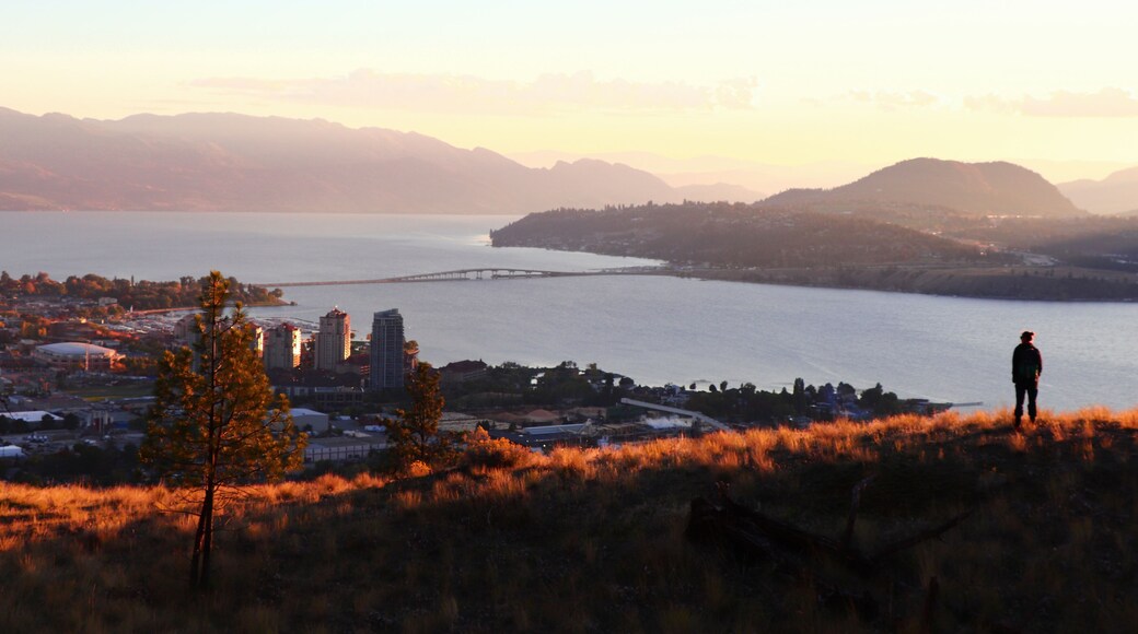 Kelowna city, British Columbia, Knox mountain view, sunset, Canada, Okanagan river