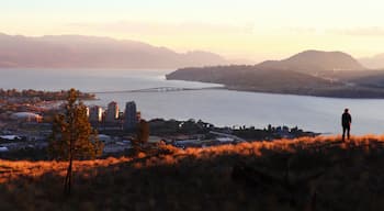 Kelowna city, British Columbia, Knox mountain view, sunset, Canada, Okanagan river