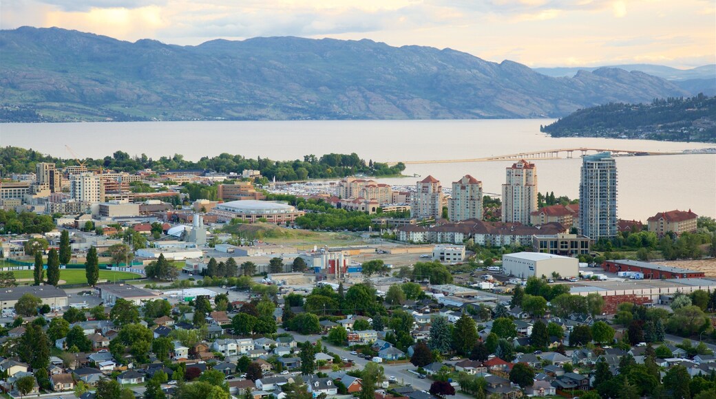 Knox Mountain Park which includes tranquil scenes, a river or creek and a skyscraper