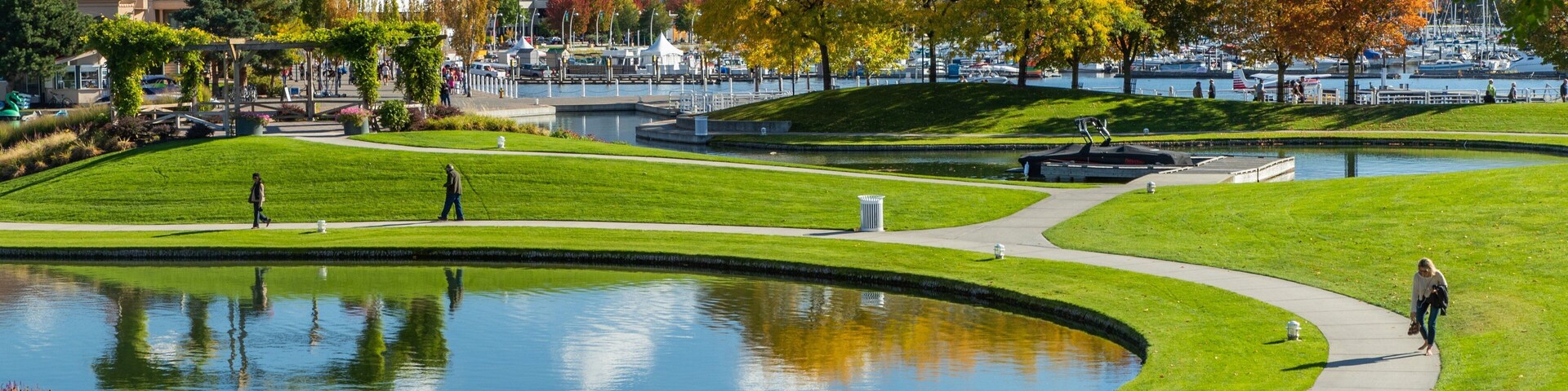 Waterfront Park showing a garden and a pond