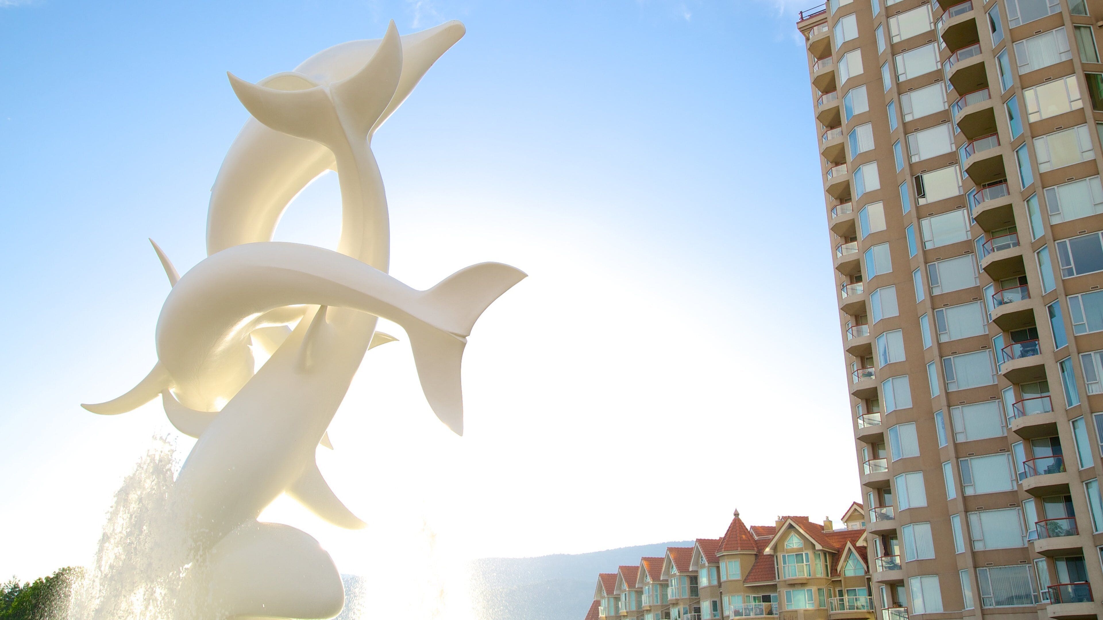 Waterfront Park featuring a fountain, outdoor art and art