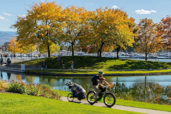 Waterfront Park which includes a pond, cycling and a park