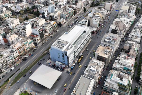 Aerial drone photo of famous National Museum of Contemporary Art in Athens in Syggrou avenue, Attica, Greece