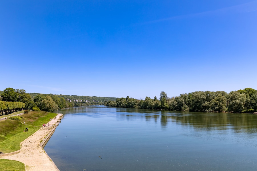 The Seine River bank near La Roche-Guyon, Val d'Oise, France