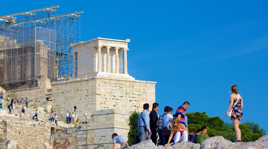 Athens which includes heritage elements and building ruins as well as a large group of people