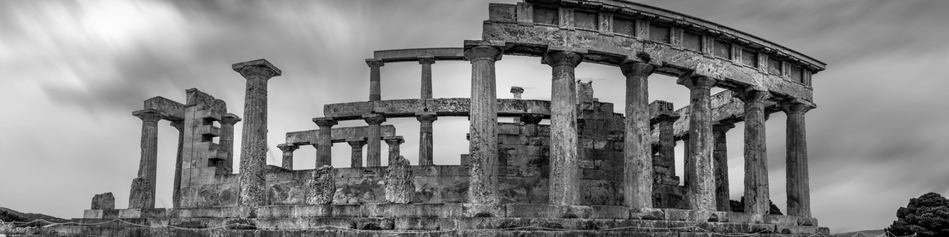 The ancient temple of Athena Aphaea, in Egina (Aegina) island, Argosaronic Gulf, Greece, Europe.
