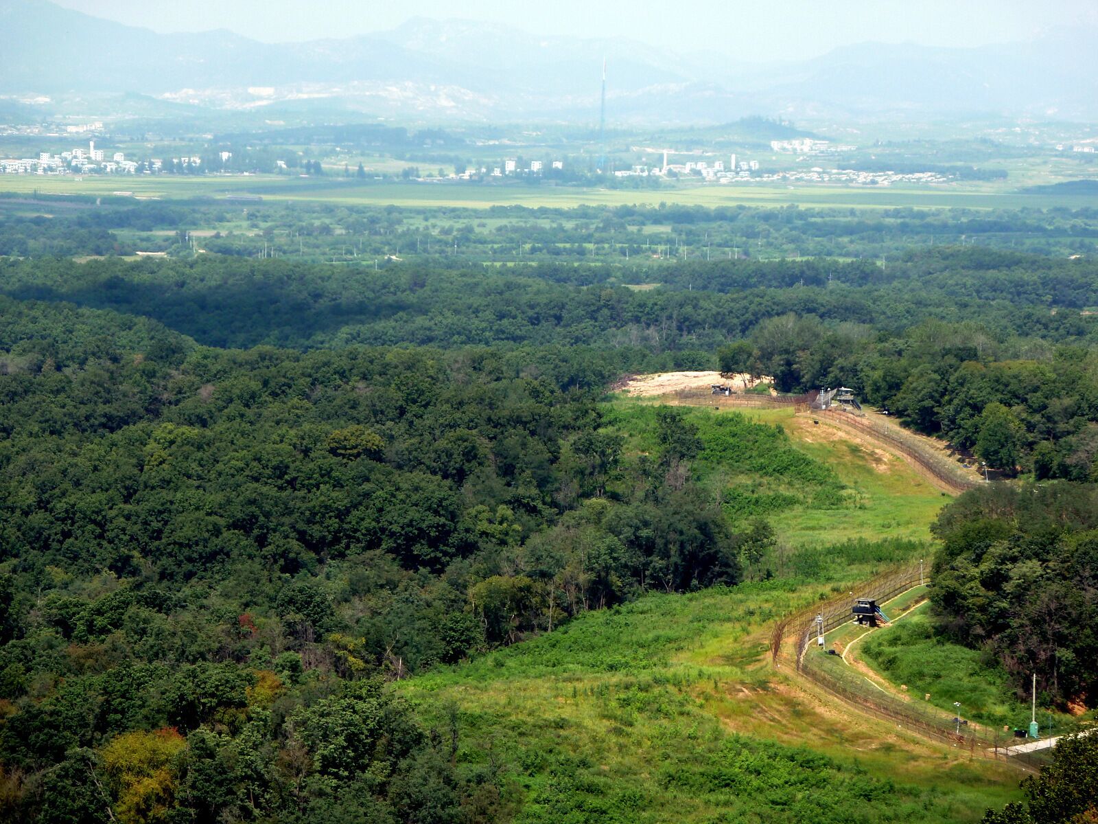#LifeAtExpediaGroup Perhaps one of the worlds toughest and most defended borders between North and South Korea. North Korea is in the distance with the huge tower being  just a flagpole to be bigger then the South Korean one. The buildings are all empty and just built for show... at least that is what we are told...