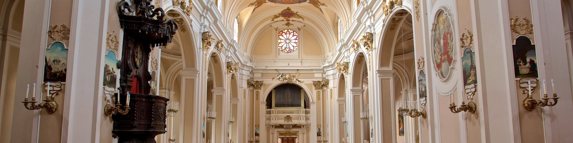 San Giustino Cathedral which includes interior views, heritage elements and a church or cathedral