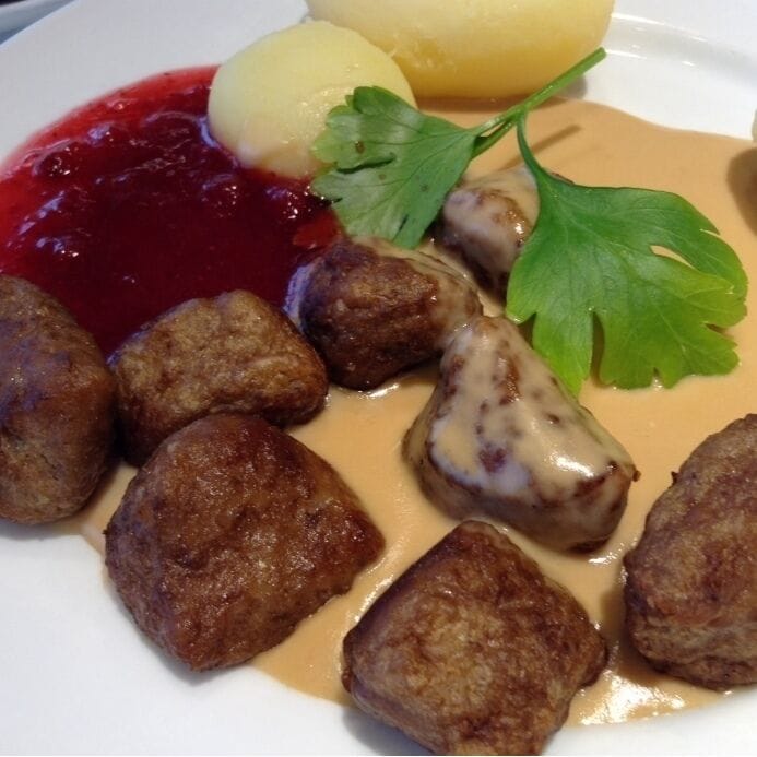 IKEA Swedish meatballs. Their trademark dish (at IKEA's hometown).