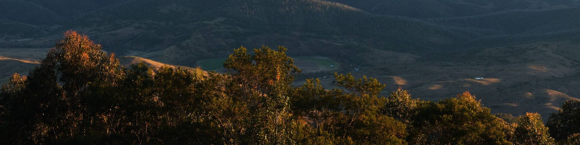 Sunset illuminating the tops of the Barrington Tops National Park from Thunderbolts Way lookout