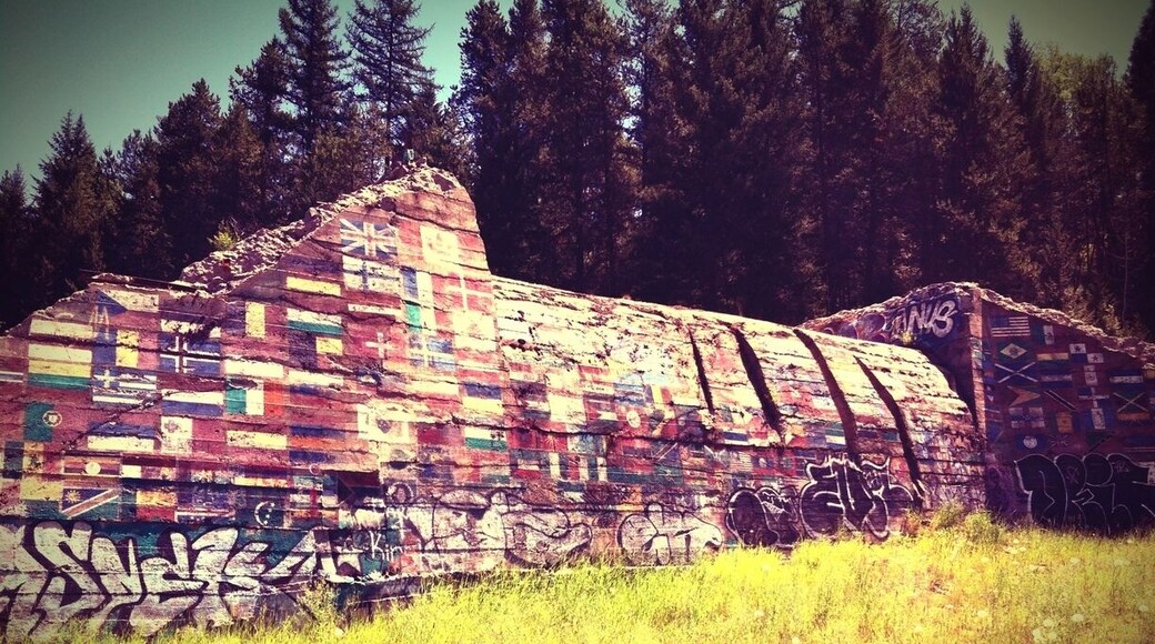 An old tunnel on the side of the road.