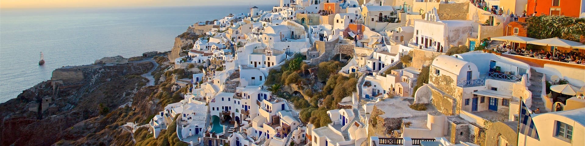Greece showing general coastal views, a coastal town and a sunset