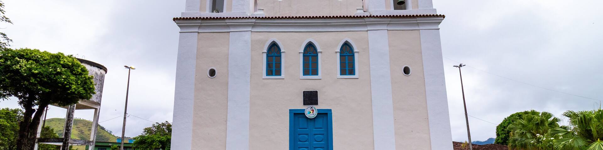 Matriz Church of Nossa Senhora da Conceição in Viana, Espírito Santo, Brazil on a cloudy day