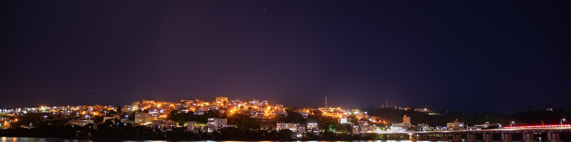 Night view of the city of Colatina, located in the state of Espirito Santo, Brazil.