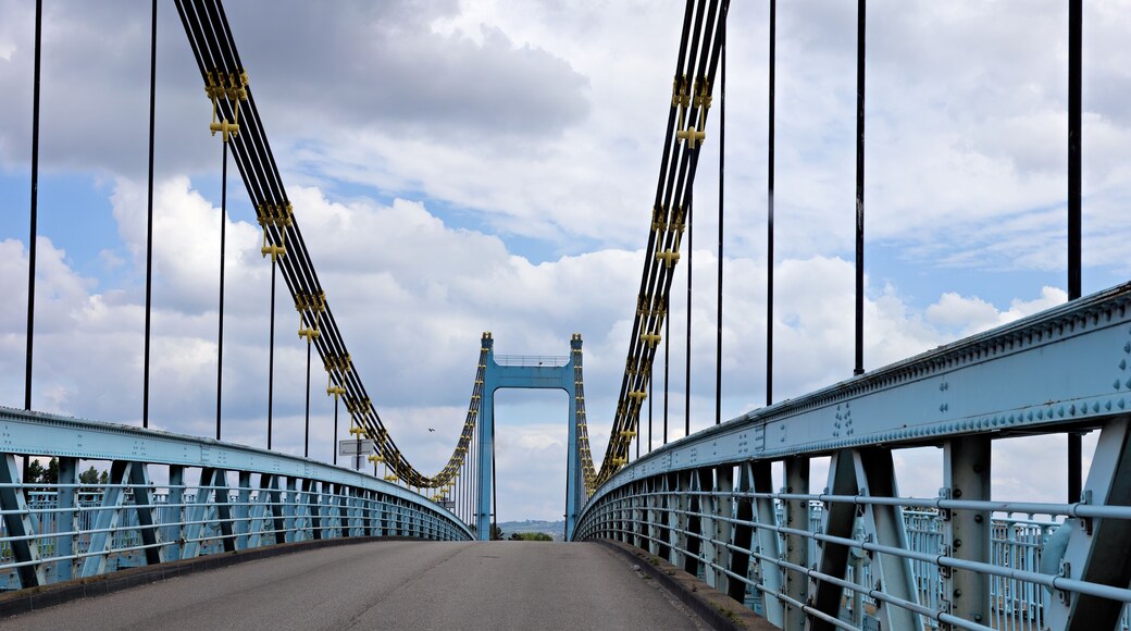 Rhone suspension bridge, Pont de Sablons, near Serrieres near Lyon in France