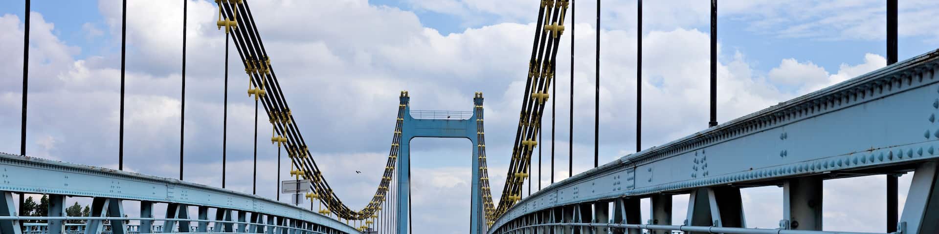 Rhone suspension bridge, Pont de Sablons, near Serrieres near Lyon in France