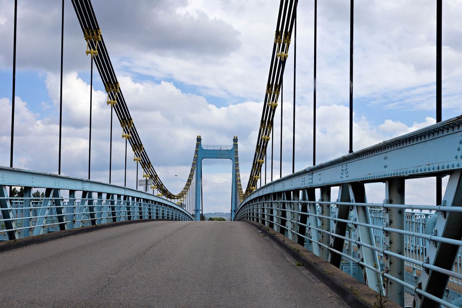 Rhone suspension bridge, Pont de Sablons, near Serrieres near Lyon in France