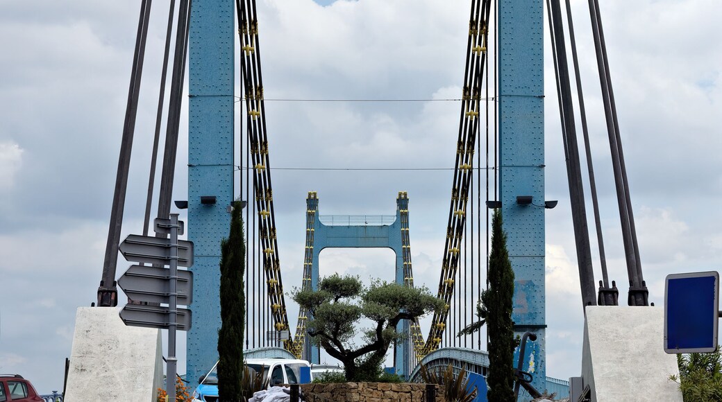 Rhone suspension bridge, Pont de Sablons, near Serrieres near Lyon in France