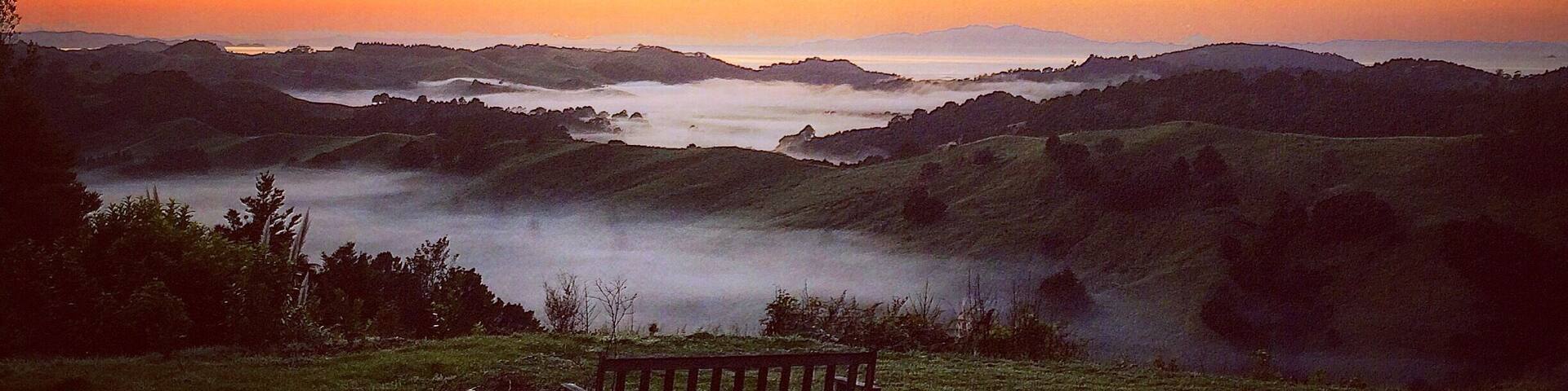 Magnificent misty morning in Puhoi. Wake up on time and don't miss the sunrise!