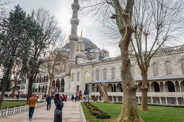 New Mosque which includes a garden, street scenes and heritage architecture