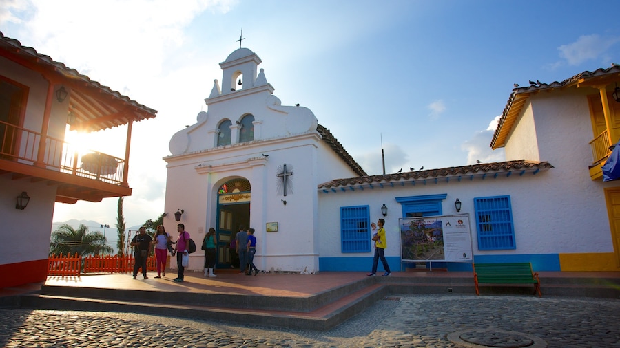 Pueblito Paisa featuring a church or cathedral and religious aspects