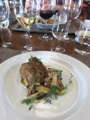 The most incredible meal I’ve had in years! Three courses, menu options, and individual wine pairings for each option. Service, food, and their own olive oil (grown and processed on premises) all matched the caliber of the wine served at this vineyard.