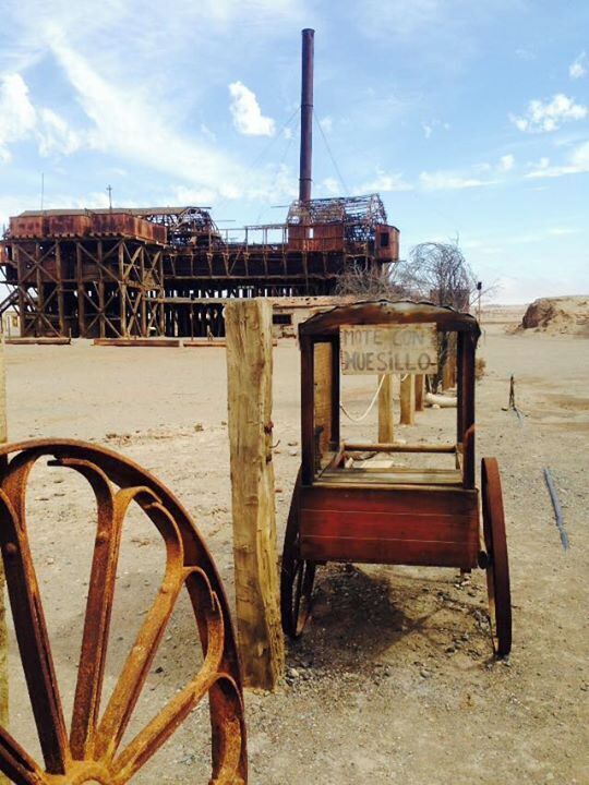 The main plaza of the deserted mining town Humberstone. About 30 minute bus ride from Iquique. Buses leave from Mercado centenario and cost 2000 pesos. They leave you right next to the town and you can spend hours and hours exploring the buildings and artifacts found in the town. Buses leave every 20 min.