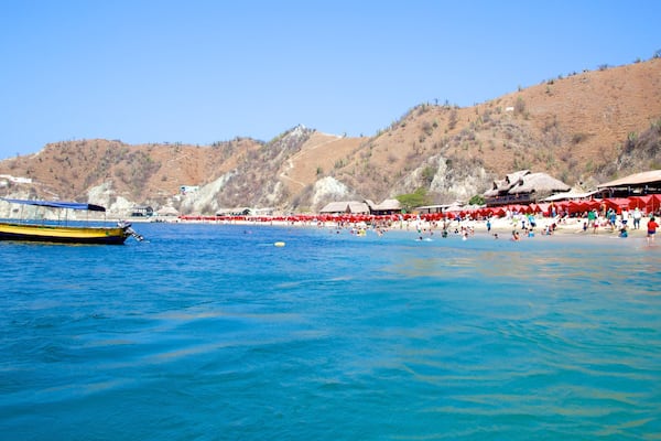 Playa Blanca das einen Sandstrand, Landschaften und Bucht oder Hafen