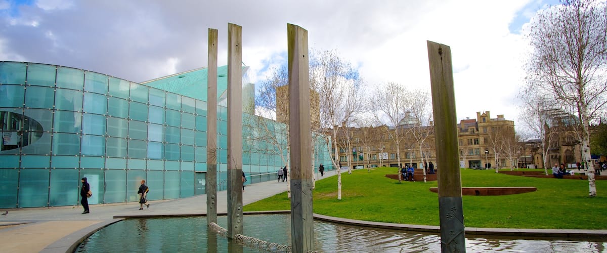 National Football Museum which includes modern architecture and a pond