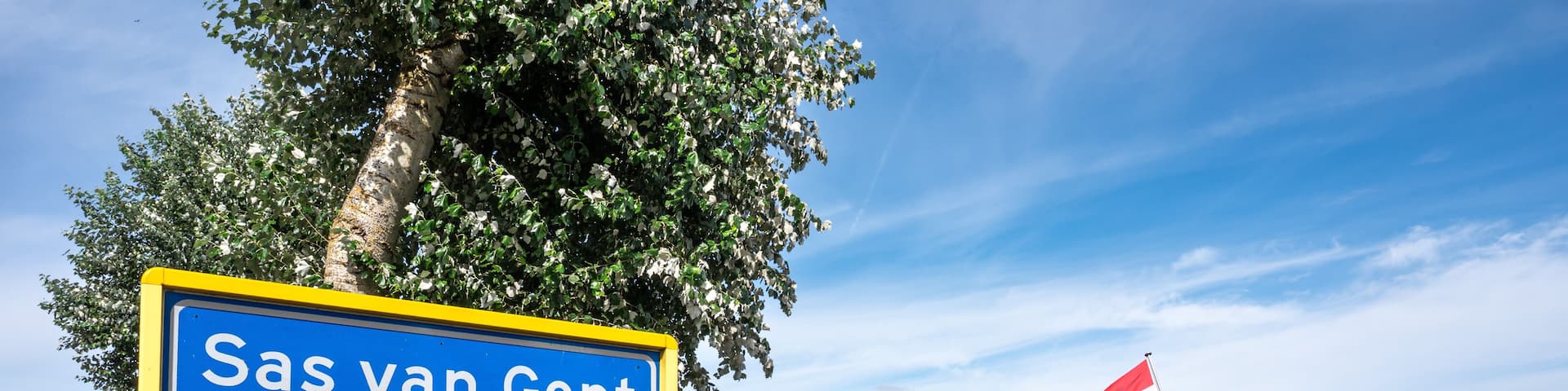 The Dutch Belgian frontier at the canal Ghent Terneuzen in Sas Van Gent, Zeeland Province, The Netherlands