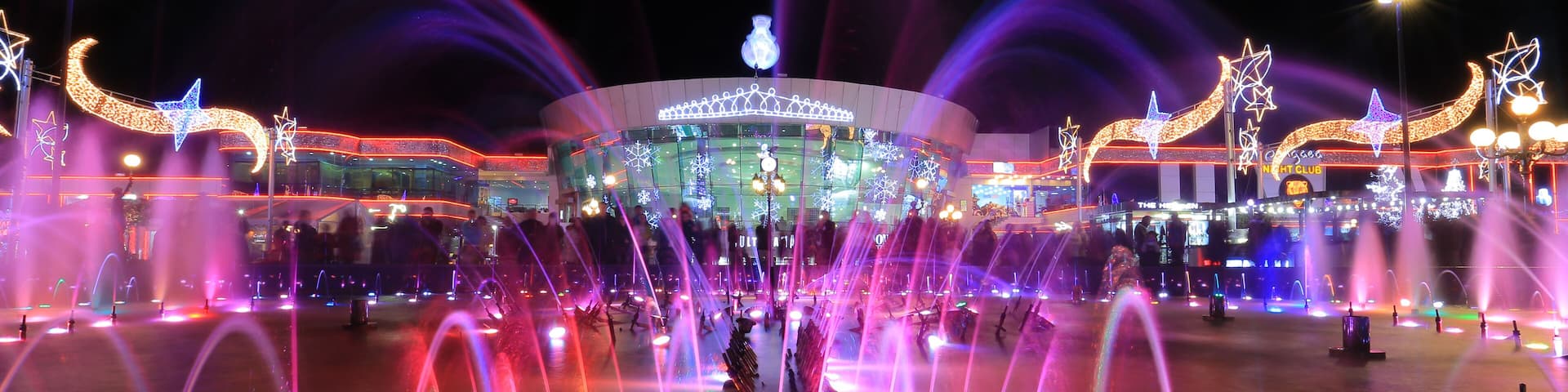 Night colorful fountain in Soho square in Sharm el Sheikh
