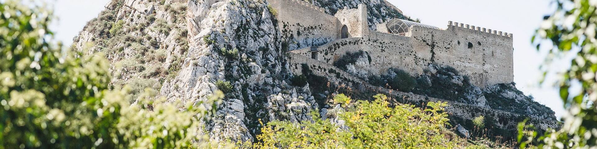 Mussomeli castle in the mountains in Sicily