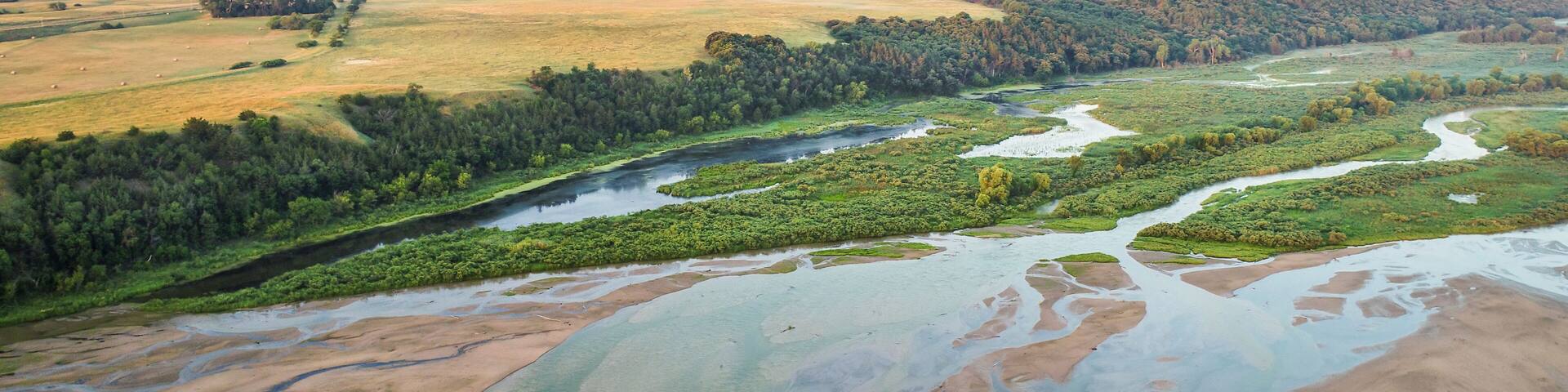 Niobrara River in Nebraska - aerial view