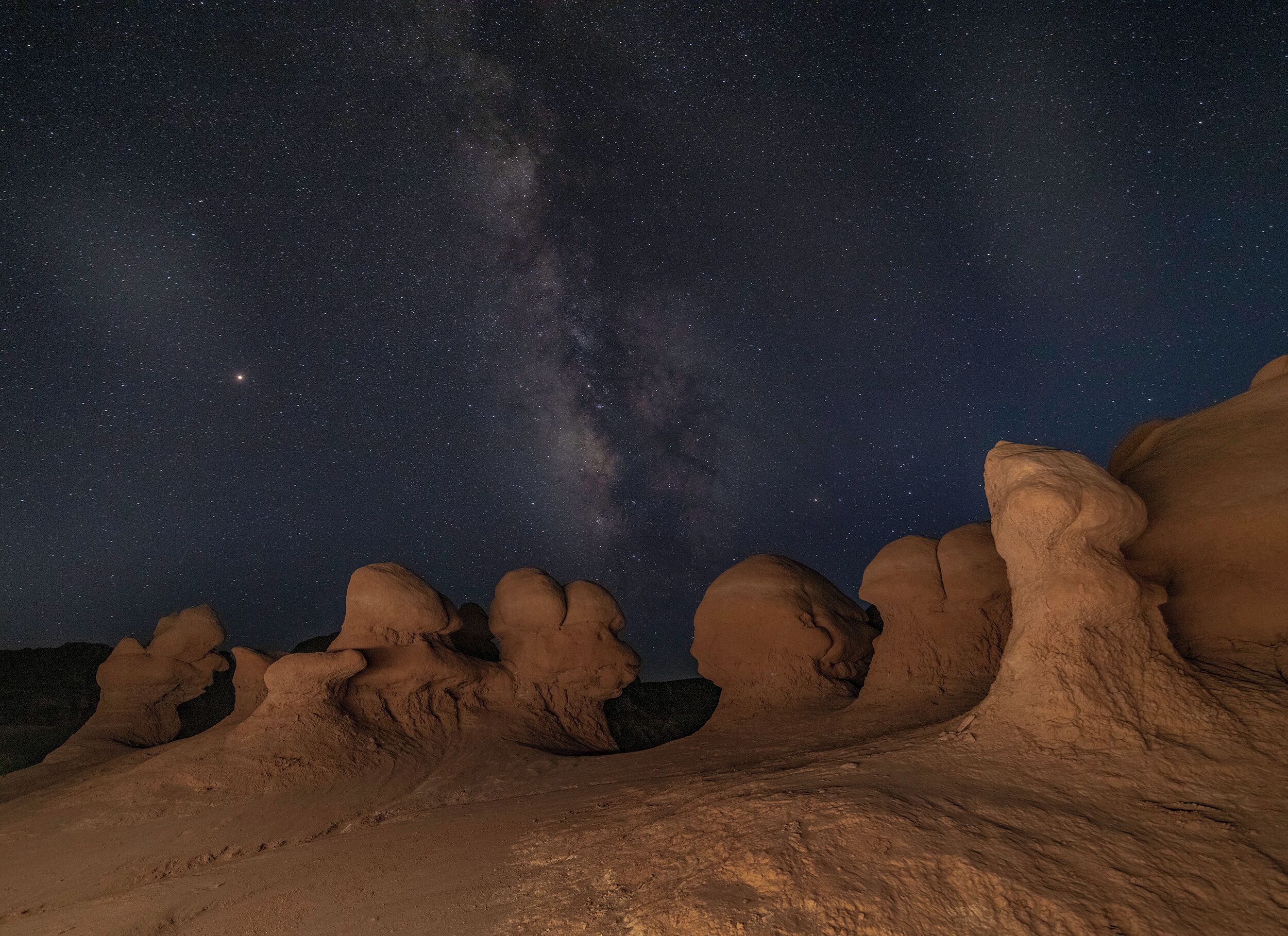 Taken with just a flashlight, these hoodoos are sentinels all over this valley. 