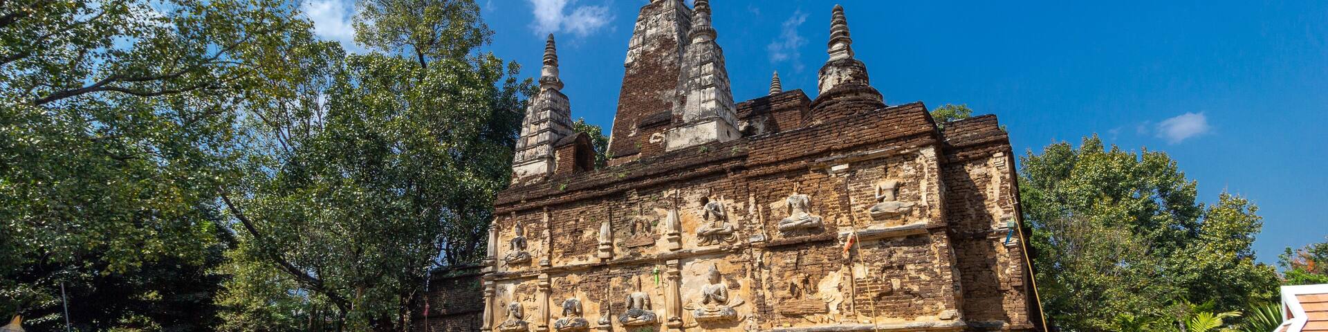 Maha Chedi (Ancient pagoda) at Wat Chet Yot (Wat Photharam Maha Wihan) Chang Phueak Subdistrict, Mueang Chiang Mai District, Chiang Mai, Northern Thailand