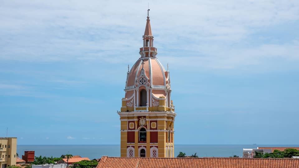 View of the Catedral de Santa Catalina de Alejandría in Cartagena de Indias, Colombia