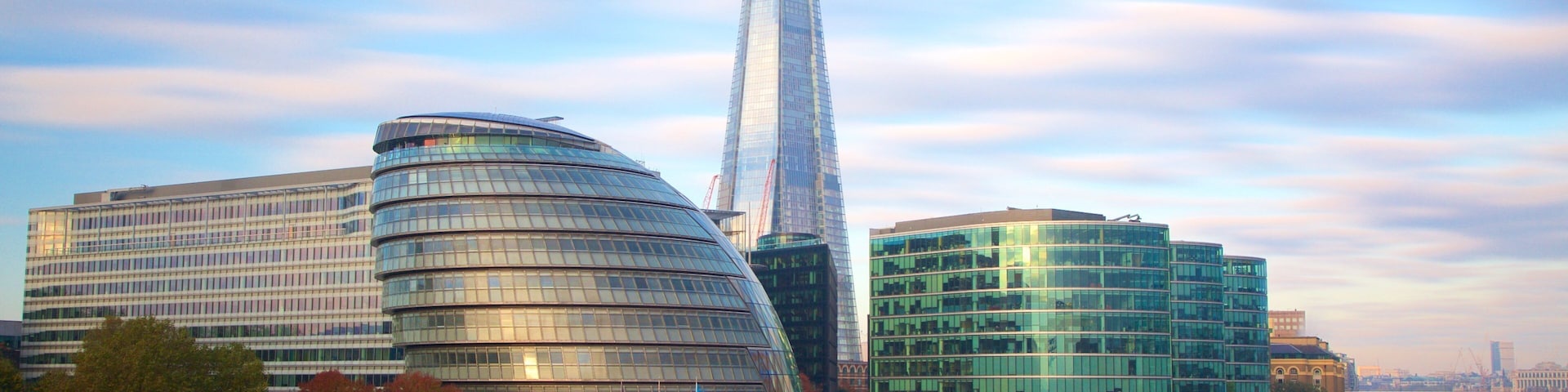 Edificio The Shard mostrando una ciudad, un edificio de gran altura y un río o arroyo