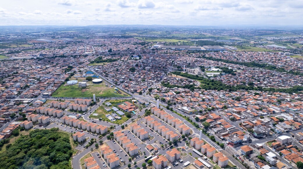 Aerial view of the city of Hortolândia and Sumaré, in São Paulo, Brazil.