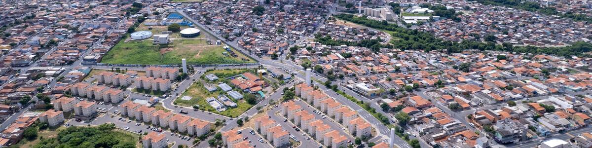 Aerial view of the city of Hortolândia and Sumaré, in São Paulo, Brazil.
