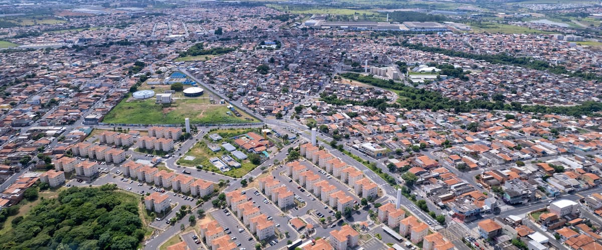 Aerial view of the city of Hortolândia and Sumaré, in São Paulo, Brazil.