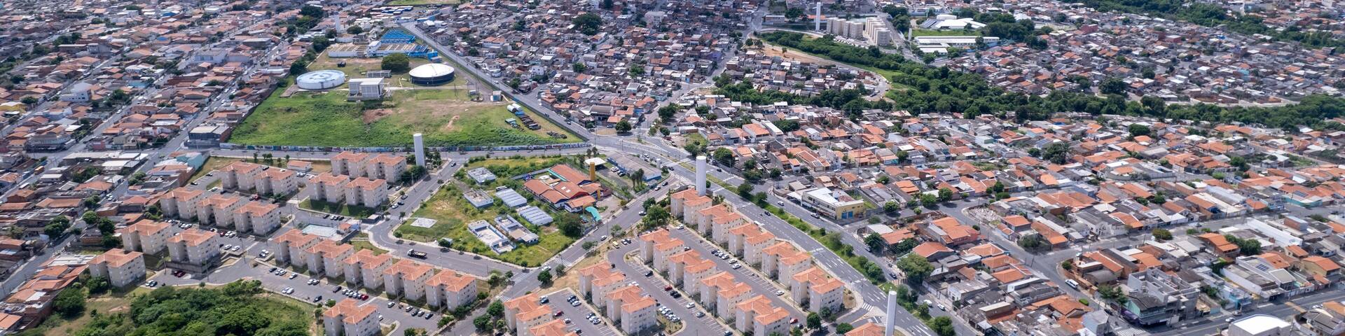 Aerial view of the city of Hortolândia and Sumaré, in São Paulo, Brazil.