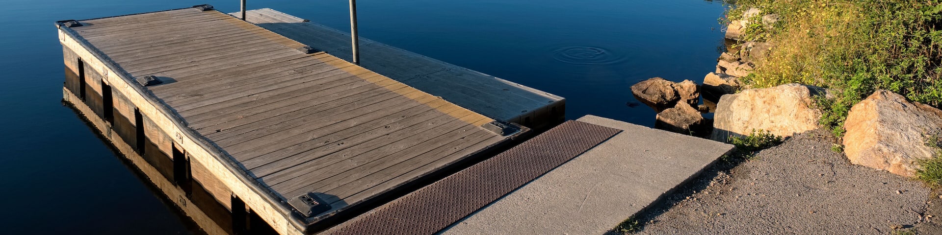 Dock at Lake Sebago, Harriman State Park, New York, USA.