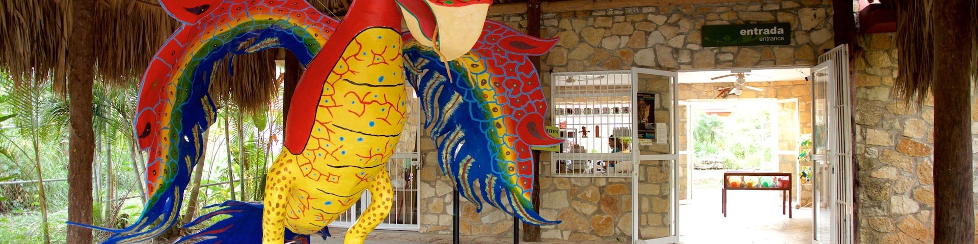 Aluxes Eco Park which includes interior views, outdoor art and zoo animals