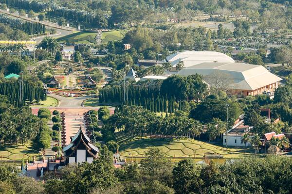An Aerial Royal Flora Ratchaphruek Shot, Chiang Mai, Thailand