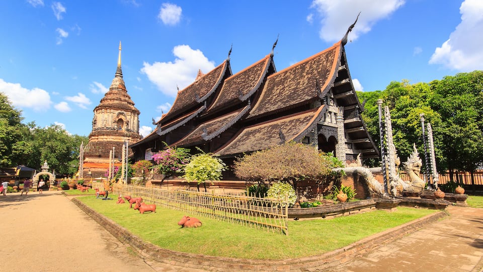 Old wooden church of Wat Lok Molee at Chiangmai Thailand