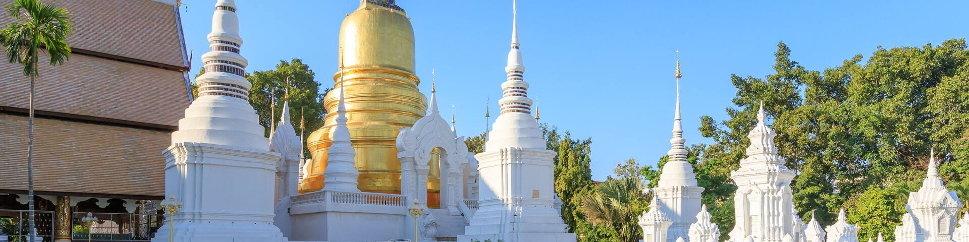 Pagodas at Wat Suan Dok Temple in Chiang Mai, North of Thailand