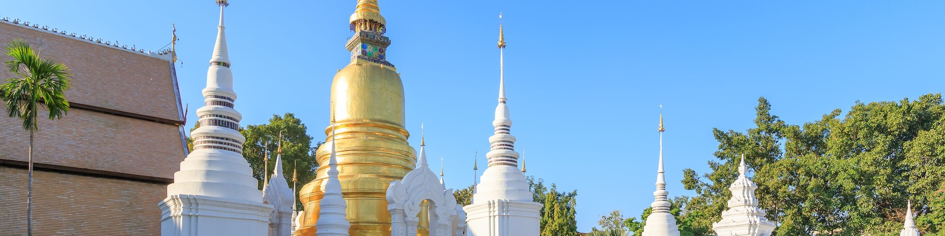 Pagodas at Wat Suan Dok Temple in Chiang Mai, North of Thailand