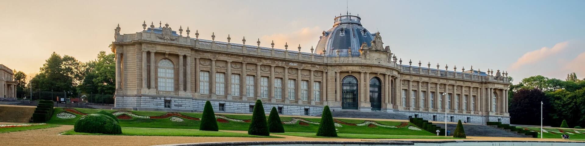 Sunset over the Royal Museum for Central Africa in Tervuren, Belgium.