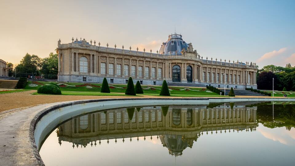 Sunset over the Royal Museum for Central Africa in Tervuren, Belgium.