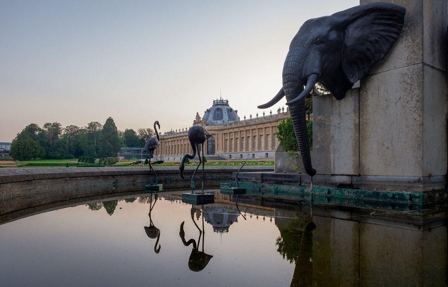 Sculpture group "The Congo, I Presume" in the park of the Royal Museum for Central Africa.
